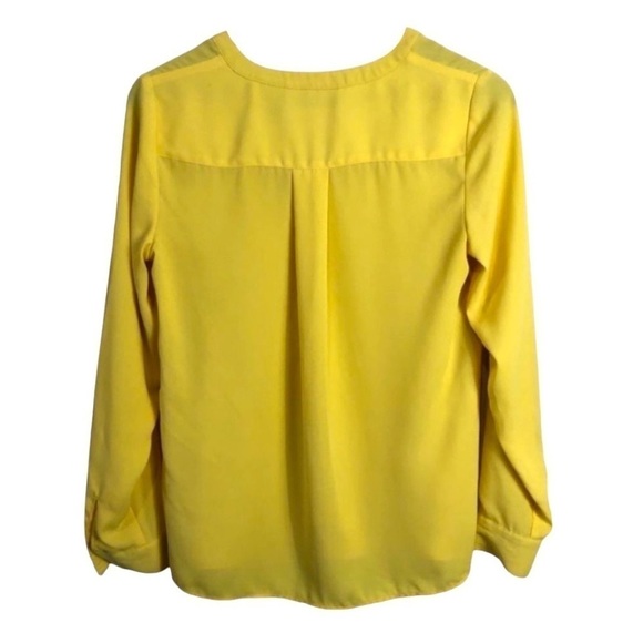 4/$45 I.N.C Yellow Long Sleeve V-Neck Semi Sheer Pullover Top Small - Picture 2 of 7